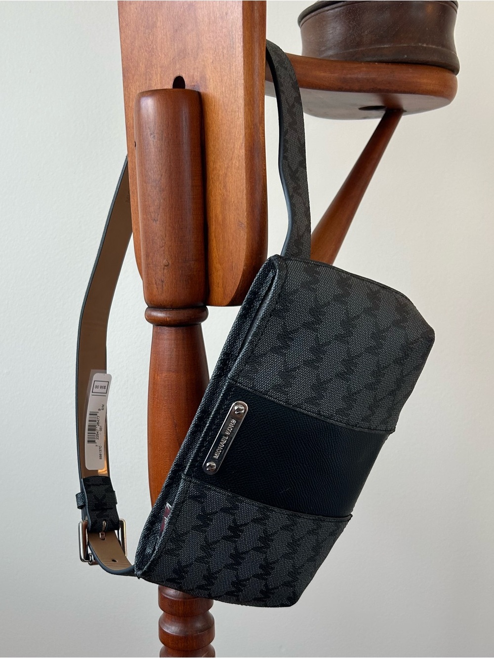 Michael Kors Black and Gray MK Monogram Belt Bag NWT